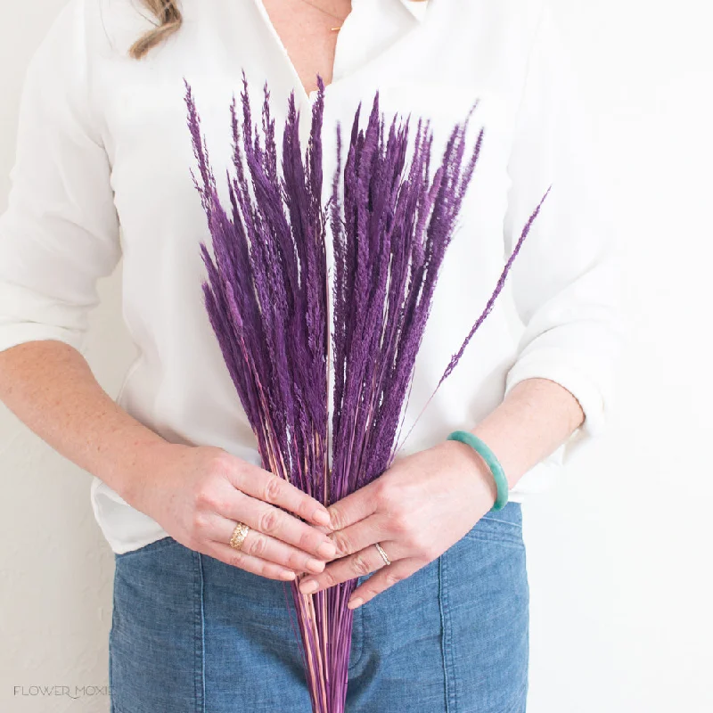 rustic ceramic flower vase for home -Dried Purple Andes Grass