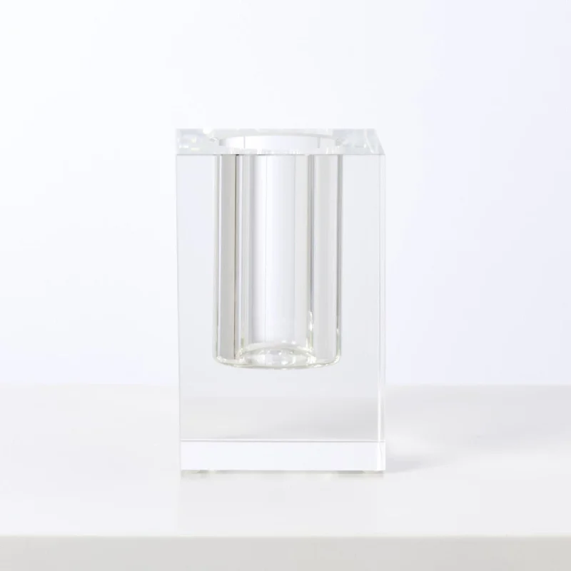 handmade flower vase for flowers -Block Cut Crystal Glass Stem Vase - 2 Size Options Available