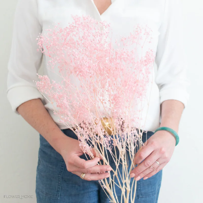 marble flower vase -Blush Dried Baby's Breath