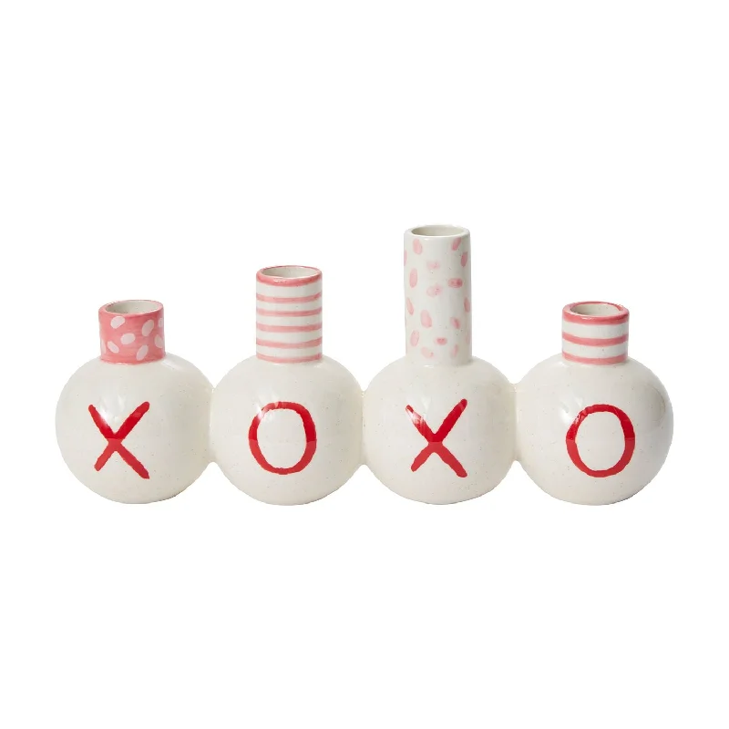 unique hand-painted flower vase for display -Ceramic XOXO Valentine Love Note Bud Vase Decor