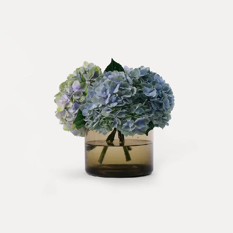 decorative vintage flower vase -DUNE VASE WITH PURPLE HYDRANGEA FLOWER ARRANGEMENT