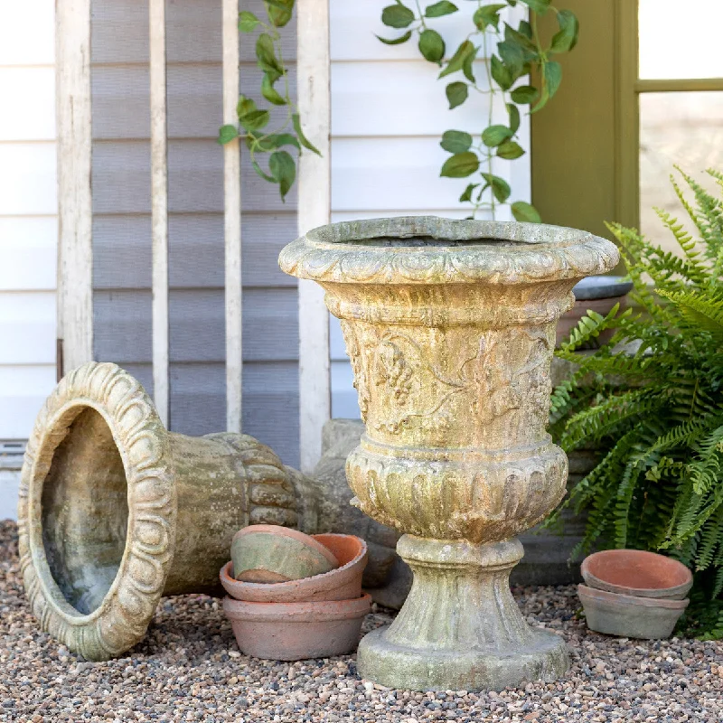 large white flower vase -Courtyard Garden Urn