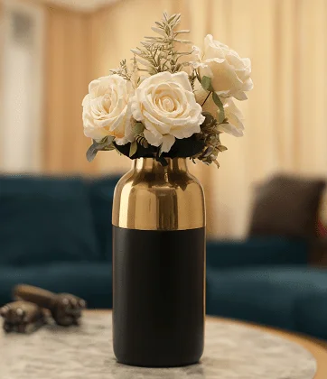 unique flower vase -"Cylindrical Deidra" wood Large silver vase