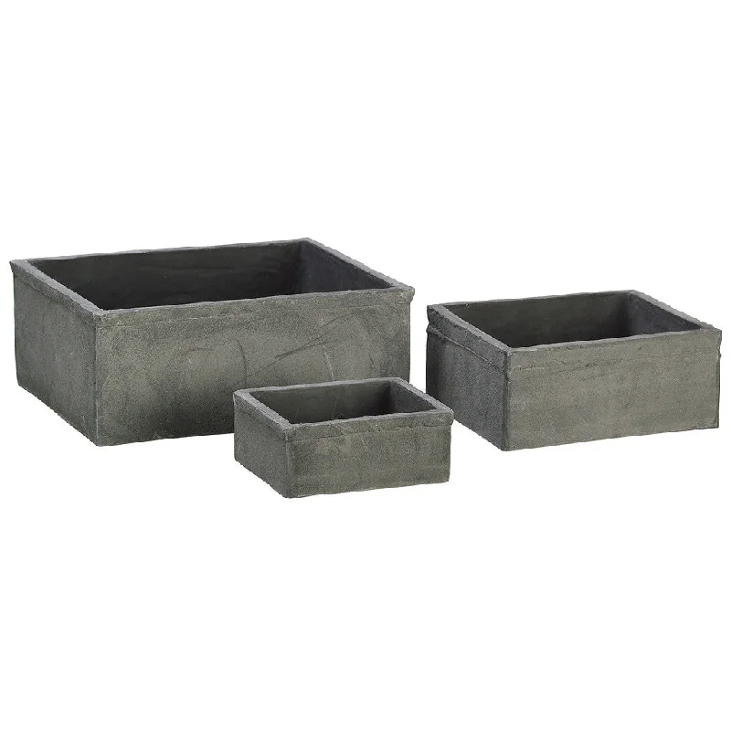 flower vase for dining table -Dark Gray 2-4-inch Clay Tray Vase (Set of 3)