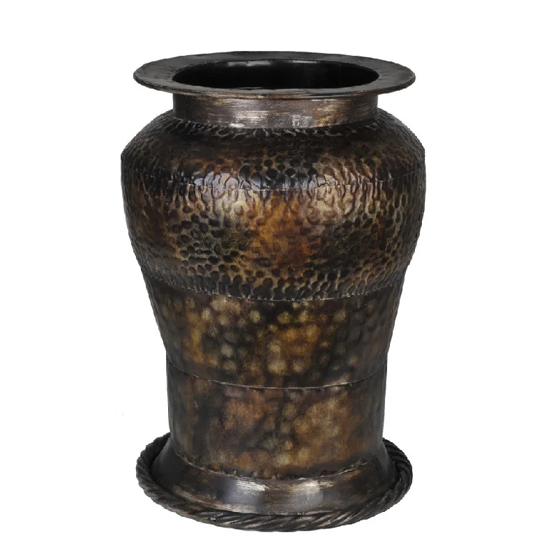 artistic luxury flower vase -Decorative Hammered Metal Vase - 16-inch tall x 11 1/2-inch diameter