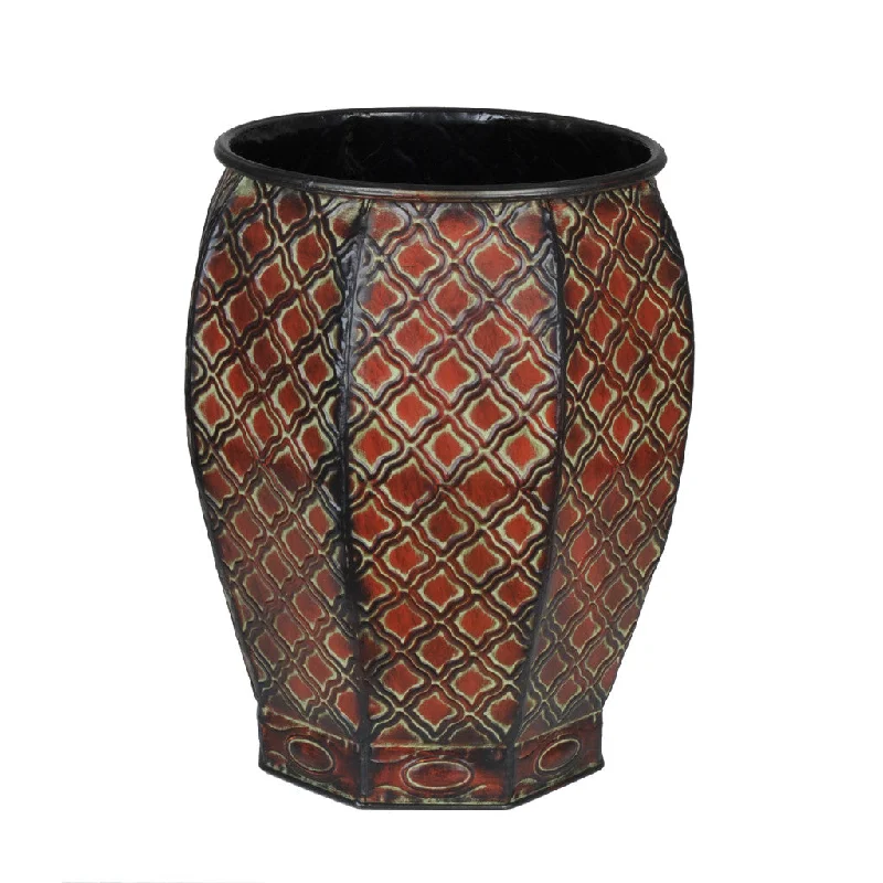 rustic ceramic flower vase -Decorative Octagon Metal Vase - 14 1/4-inch tall x 12-inch diameter