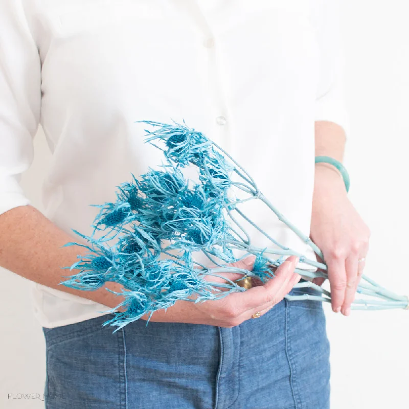 unique floral decoration vase -Dried Blue Thistle Flower