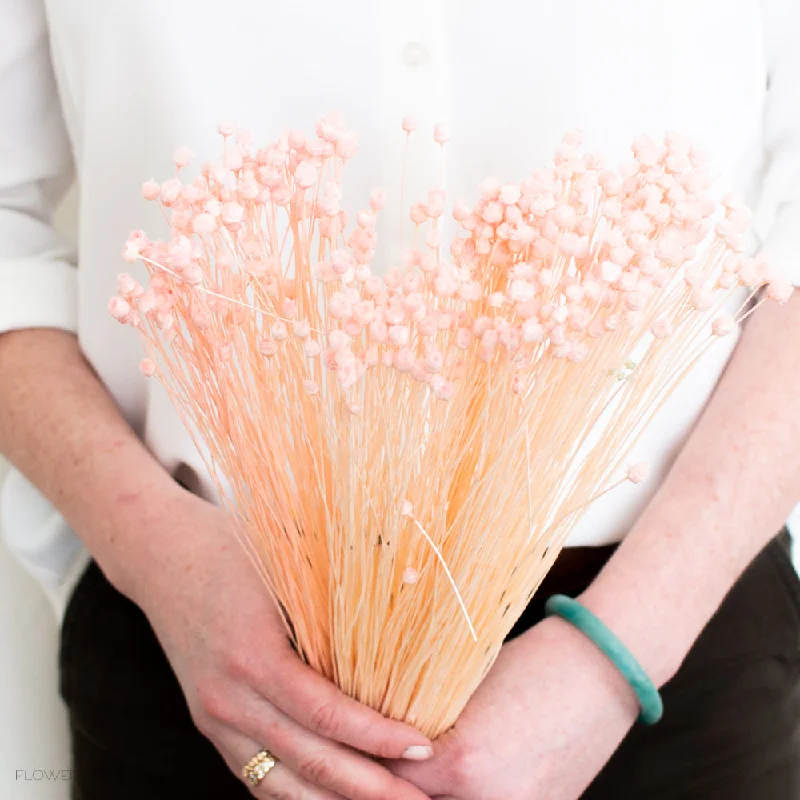 rustic wooden flower jar -Dried Blush Pink Floral Buttons