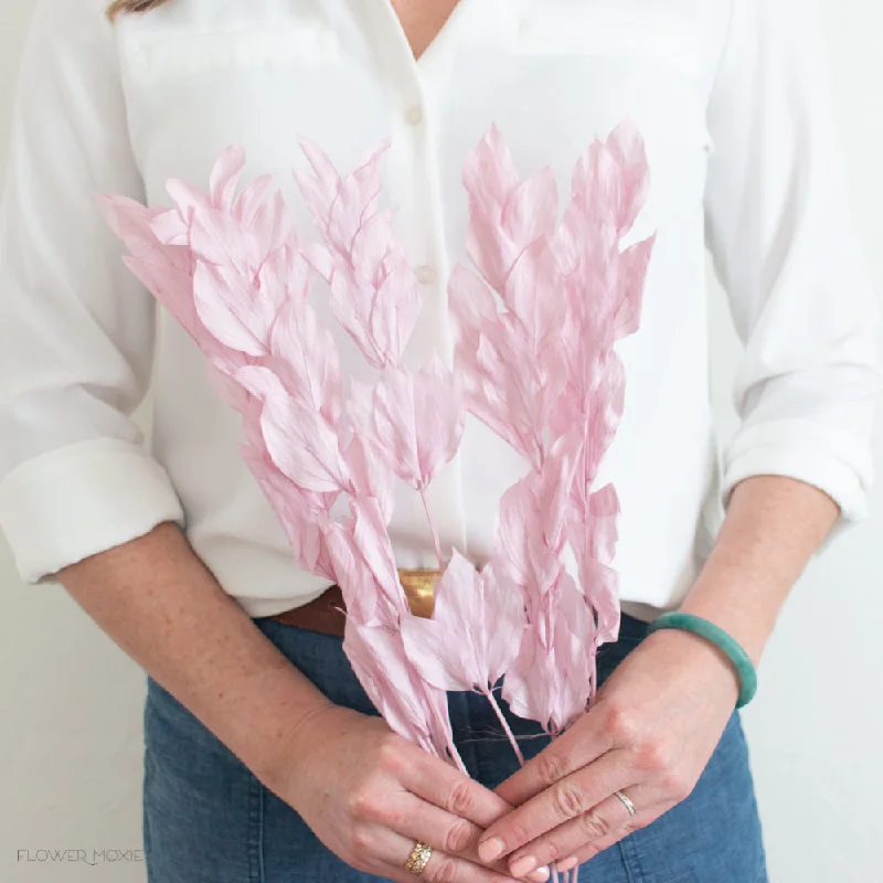 red flower vase -Dried Blush Pink Ruscus