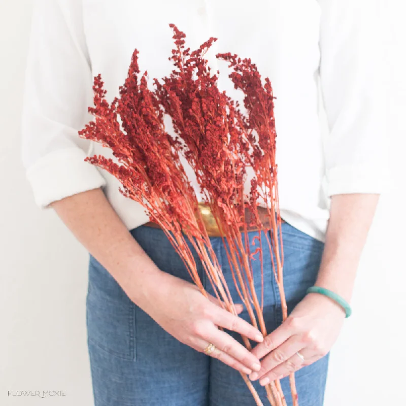 luxury flower vase -Dried Earth Red Solidago Goldenrod