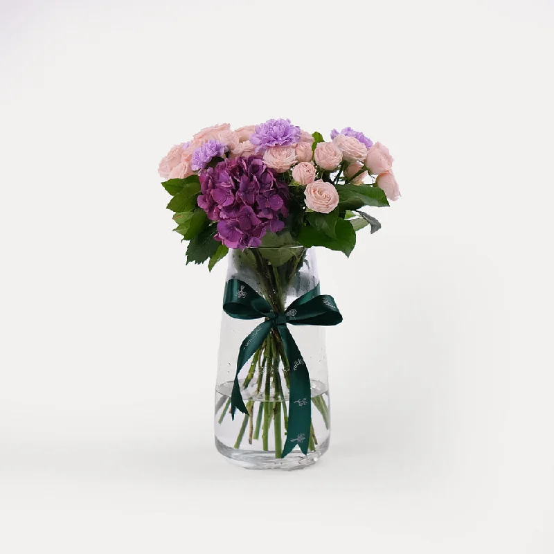 tall decorative flower vase -Purple Flower Vase Arrangement - Tall