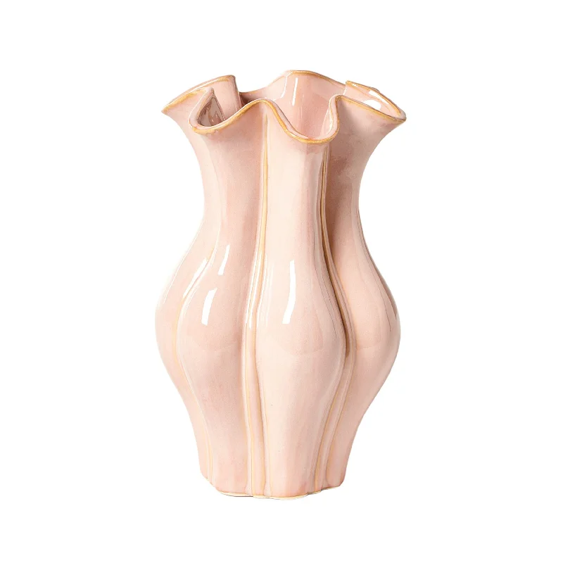 wooden decorative flower vase -Floriana Pink Vase 18x18x28.5cm