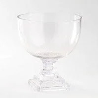 decorative flower pot vase -Footed Square Pedestal Vessel Clear Glass Display Bowl