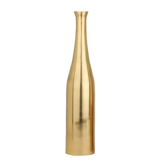 contemporary handmade flower vase -Full Gold Champagne Large Bottle Vase