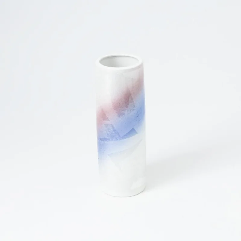 geometric flower vase -Ginsai Hibiki Kutani Japanese Flower Vase