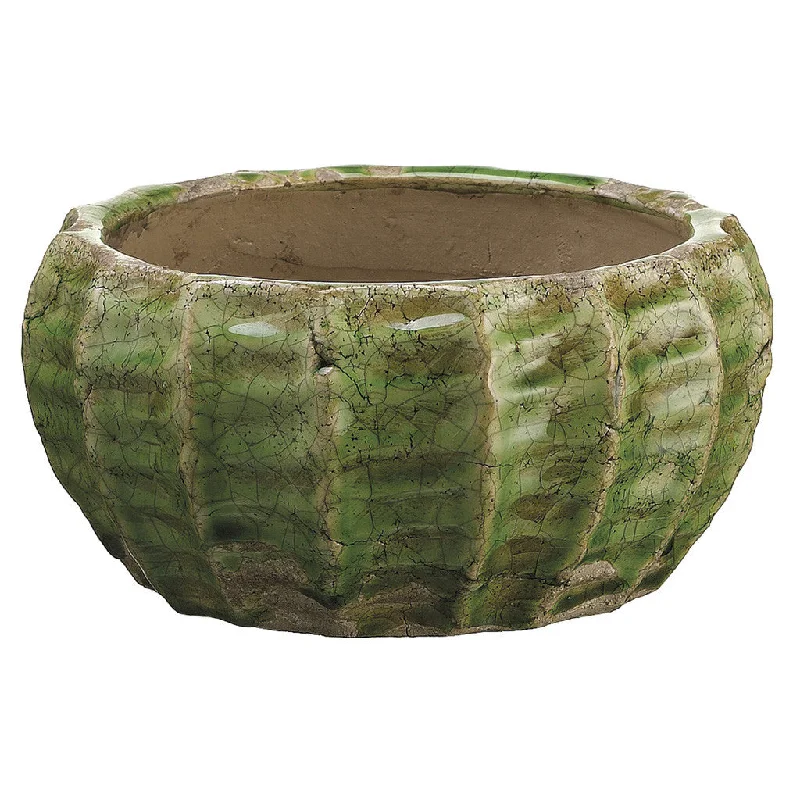 modern art flower vase -Green 4.5" Terra Cotta Bowl Vase/Planter