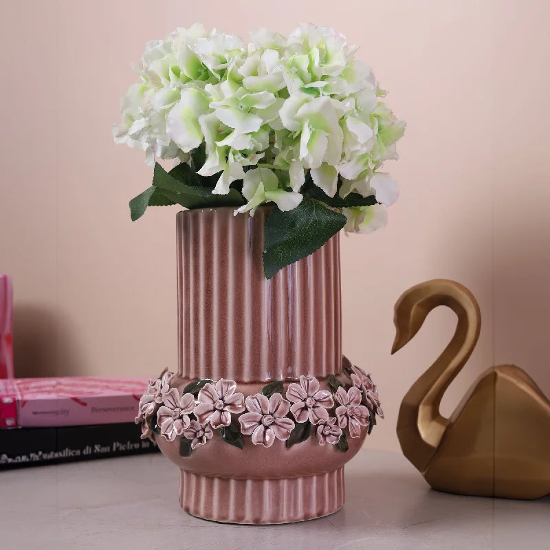 flower vase with stand holder -Trendy Ceramic Flower Vase Pink