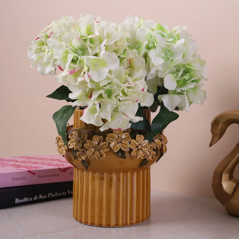 small metal flower vase -Royal Ceramic Flower Vase Brown