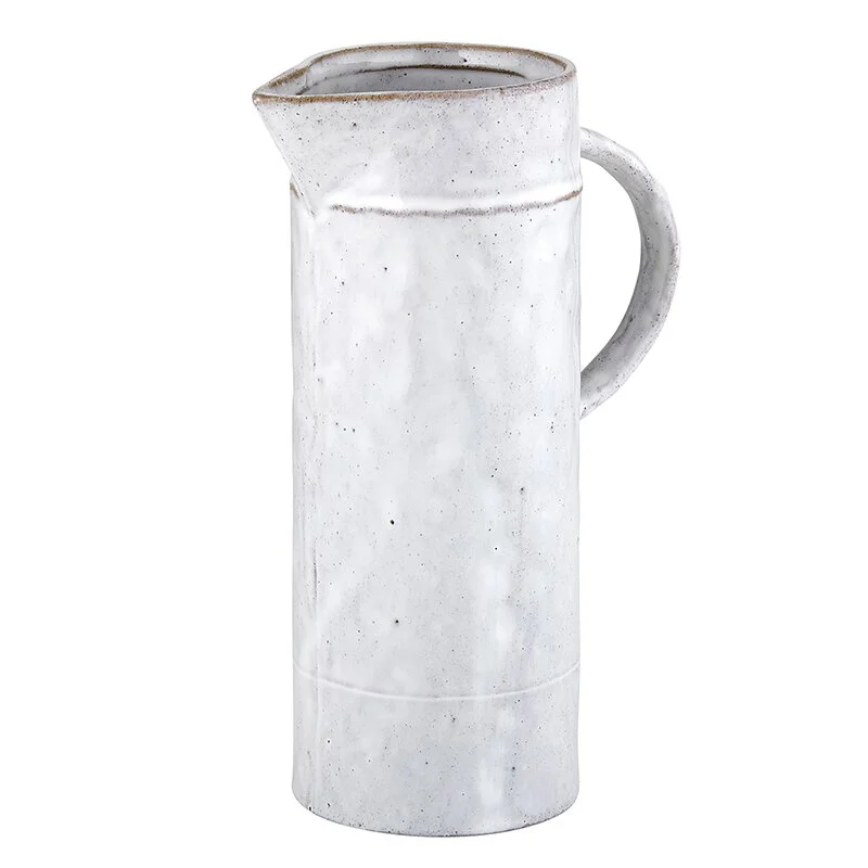 glass flower vase with modern design -Handcrafted Ceramic White Pitcher Vase