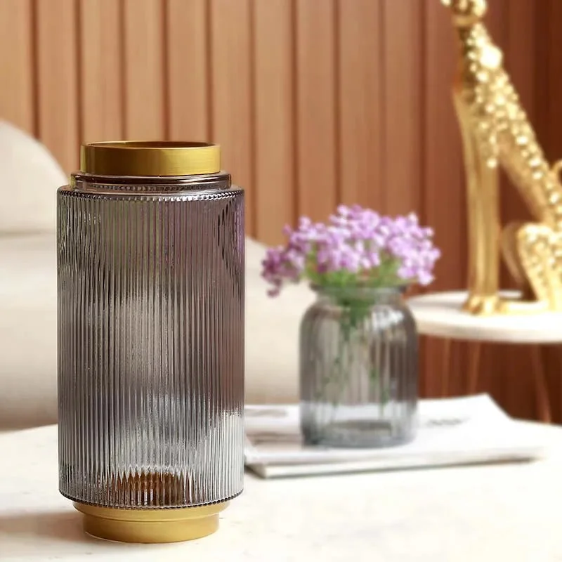 creative flower vase designs -The Gilded Greystone | Grey & Gold Glass Vase