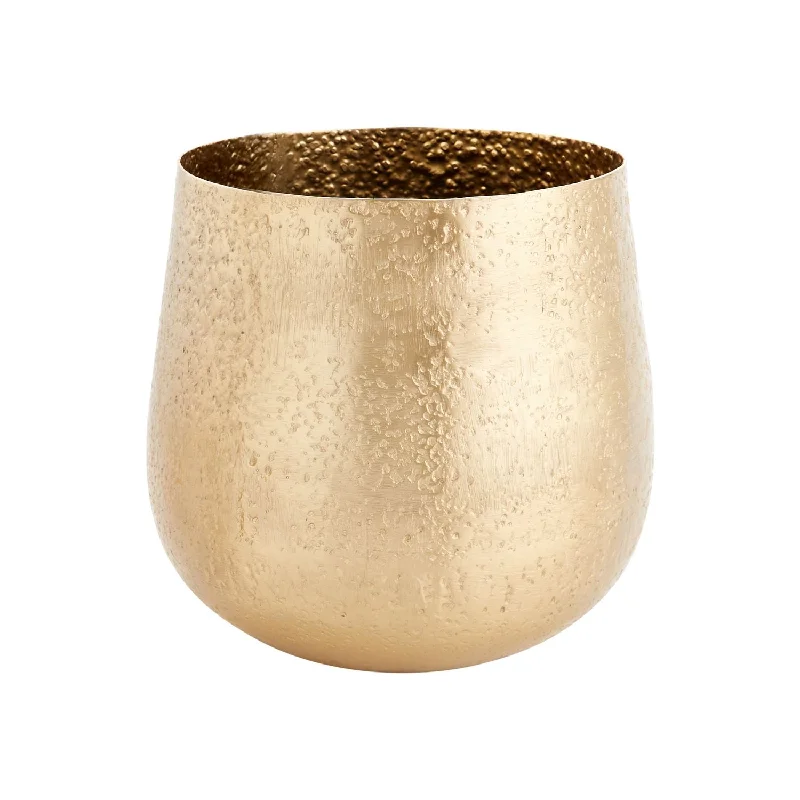 luxurious flower vase with flowers -Large Gold Textured plated Metal Delaney Pot Vase