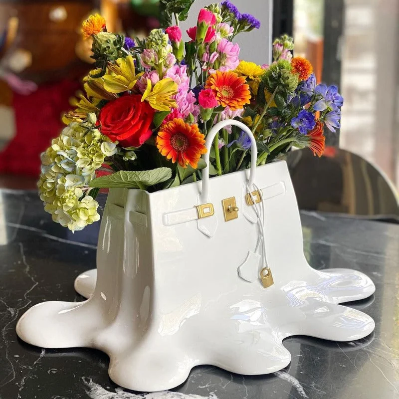 flower vase for table centerpieces -Lola Handbag Flower Vase