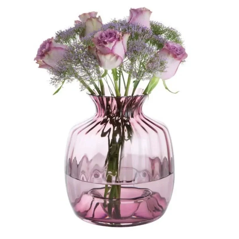 luxury handmade flower vase -Dartington Ophelia Cushion Purple Large Flower Vase | 8 inches