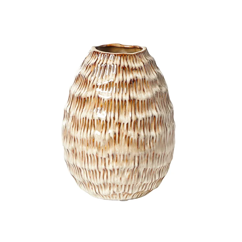 traditional ceramic flower vase -Organic Texture Ceramic Vase 13x13x17cm