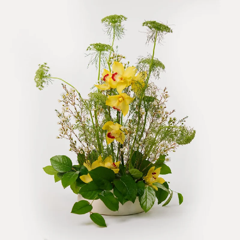 modern flower vase -Special Orchid Flower arrangement in ceramic vase