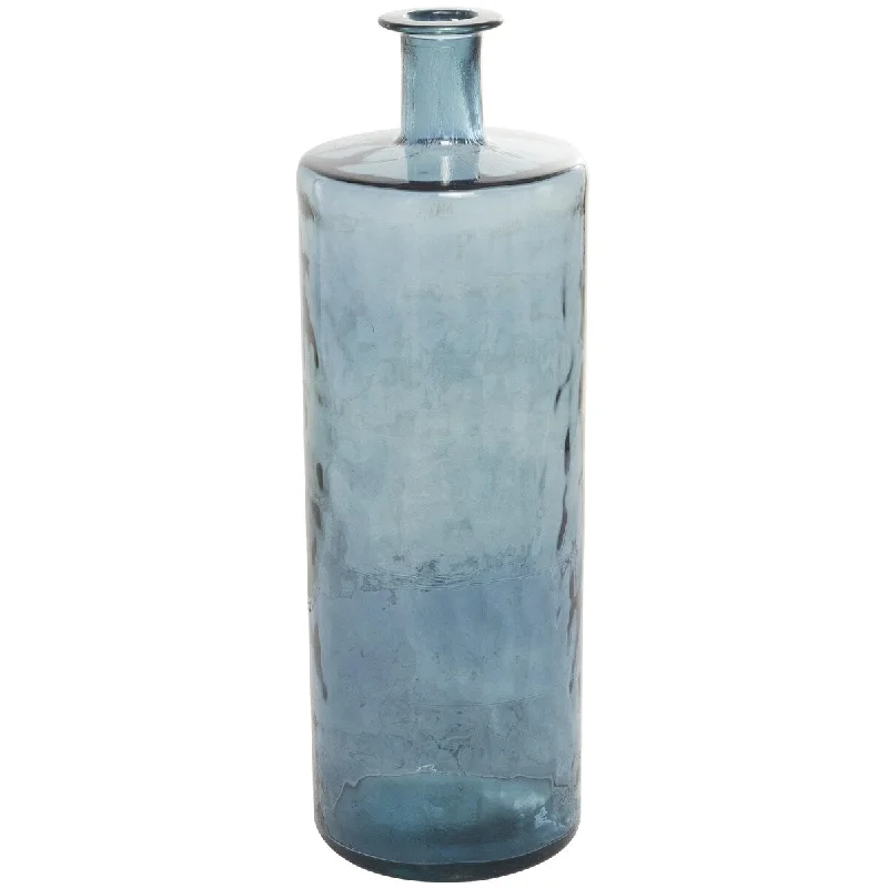 large handmade flower vase -Recycled Glass Handmade Spanish Decorative Vase - Teal or Blue - Roche River Decor