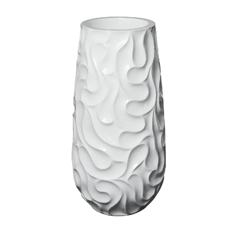 vibrant decorative flower vase -Resin Wave Inspired Textured Decorative Vase - White or Black - Roche River Decor