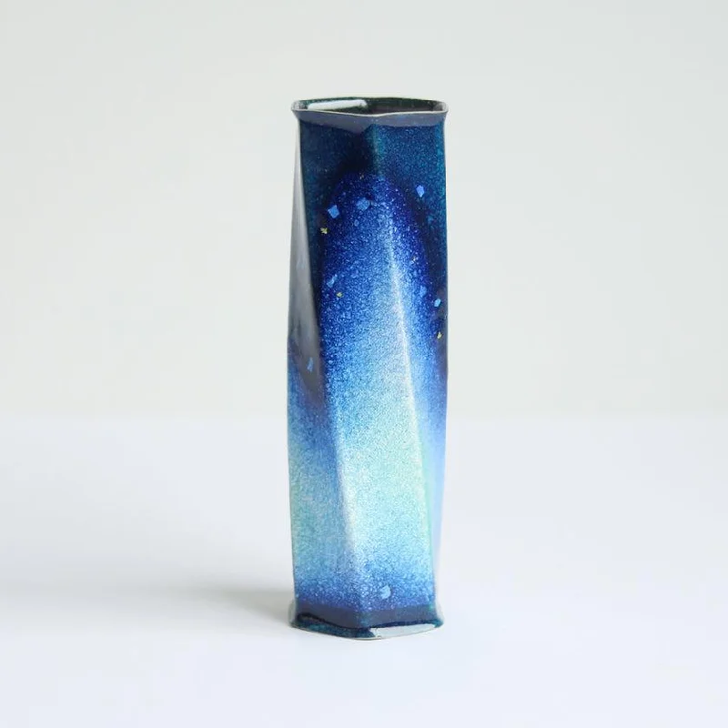 trendy flower vase -[VASE] HEXAGON (NAVY BLUE) | OWARI CLOISONNE