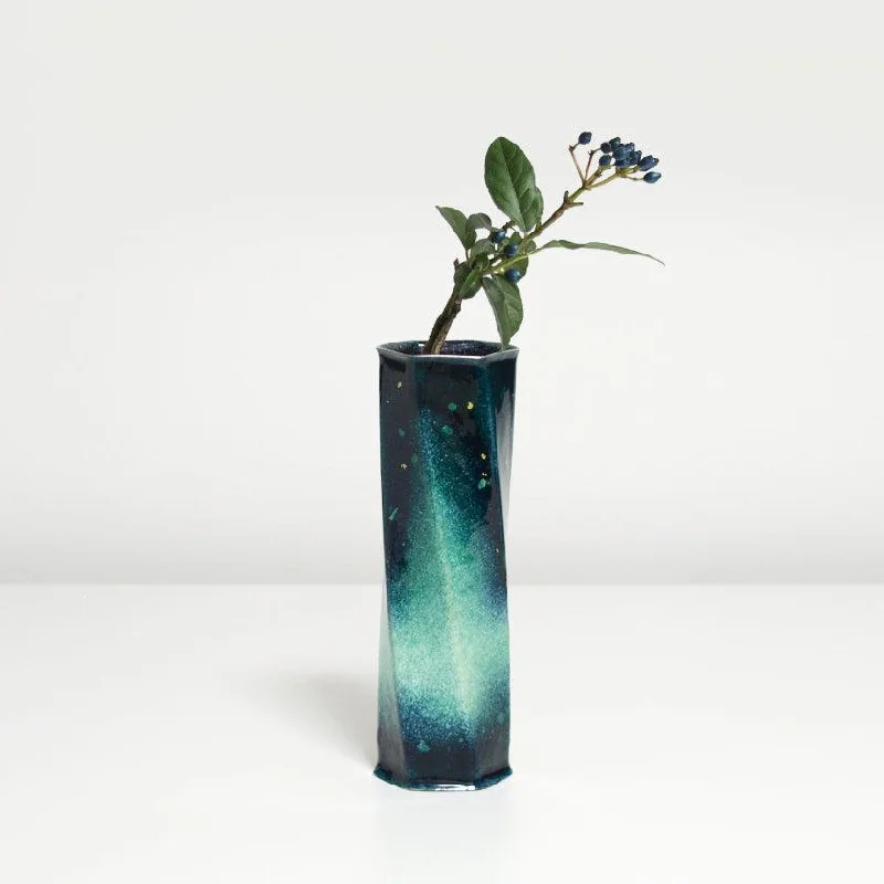 eco-friendly flower vase -[VASE] HEXAGON (GREEN) | OWARI CLOISONNE