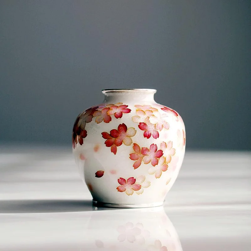 traditional wooden flower vase -[VASE] CHERRY BLOSSOMS DANCE PATTERN (GLOSSY FINISH) | OWARI CLOISONNE | KATO SHIPPO SEISAKUSYO