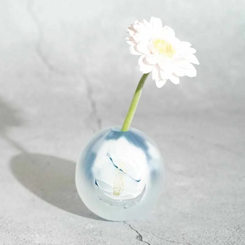 home decor glass flower vase -[VASE] COCOCHI BLUE | GLASS STUDIO IZUMO | BLOWN GLASS (2 weeks production after order)