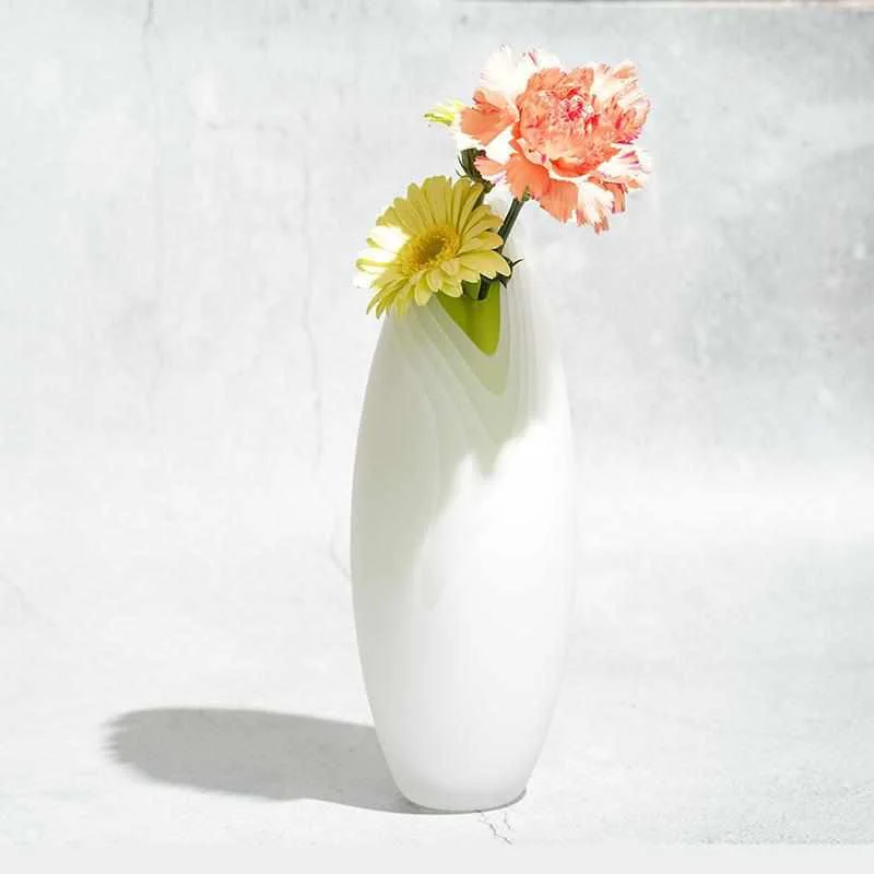 decorative flower vase for living room -[VASE] MAYU GREEN | BLOWN GLASS