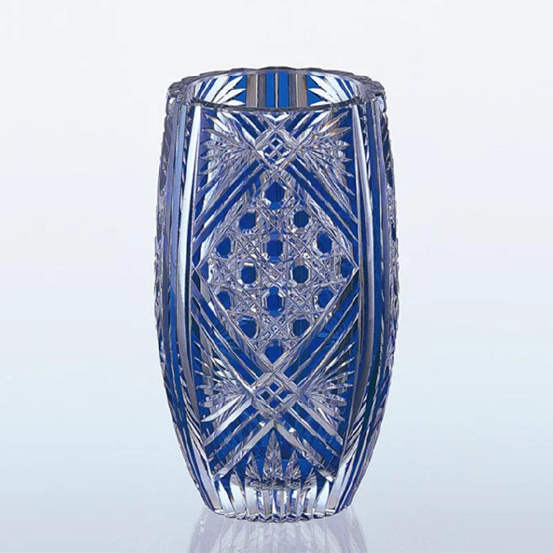 flower vase with flowers -[VASE] BAMBOO LEAVES & OCTAGONAL BASKET WEAVE | EDO KIRIKO | KAGAMI CRYSTAL