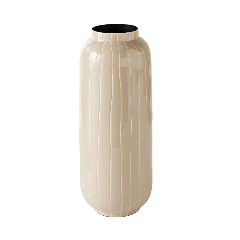 glass flower vase with modern design -Sarra Vase Taupe 13x13x32cm