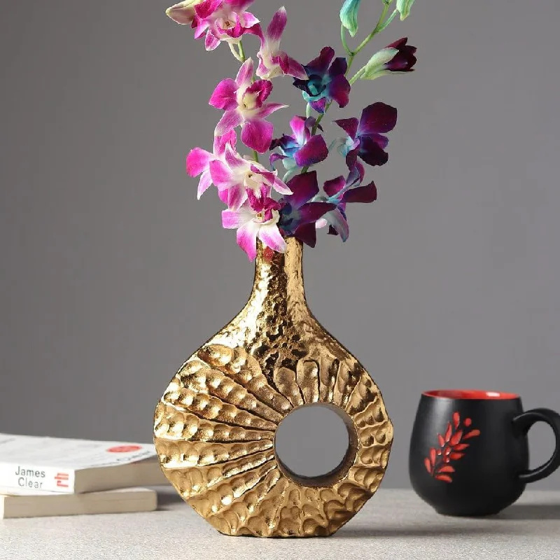 gold flower vase -Seashell Serenity Vase -  small Gold