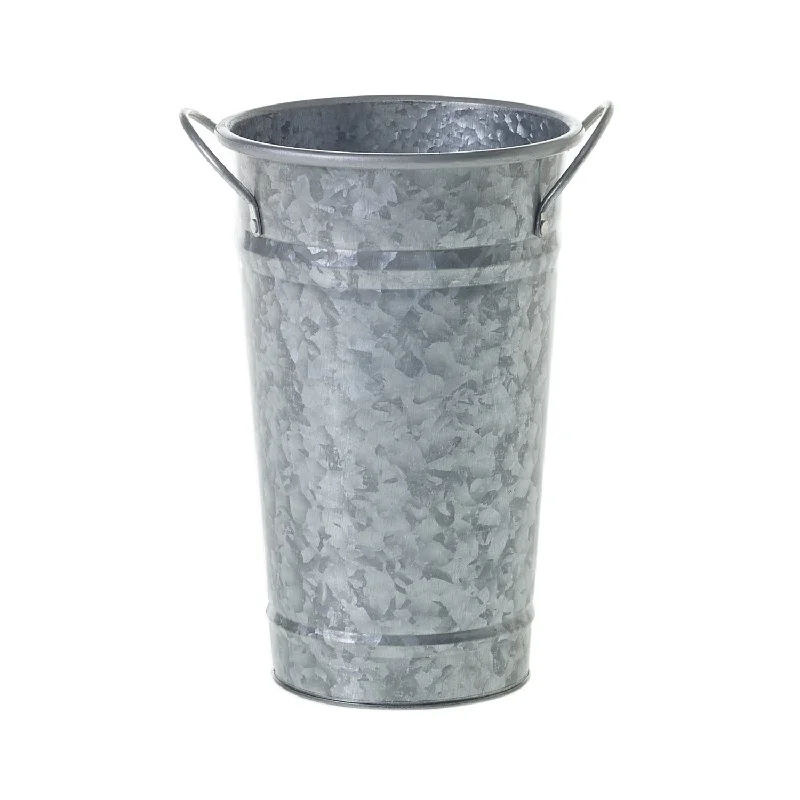 elegant vintage flower vase for home decor -Medium Galvanized Metal Parisian Style Flower Cooler Bucket