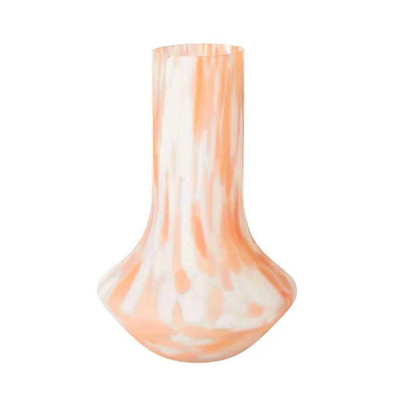 hand-painted decorative flower vase -Swirl Vase Orange & White 26.5cm