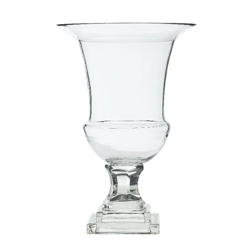 unique tall flower vase for modern decor -Tall Glass Ellewood Pedestal Urn Vase