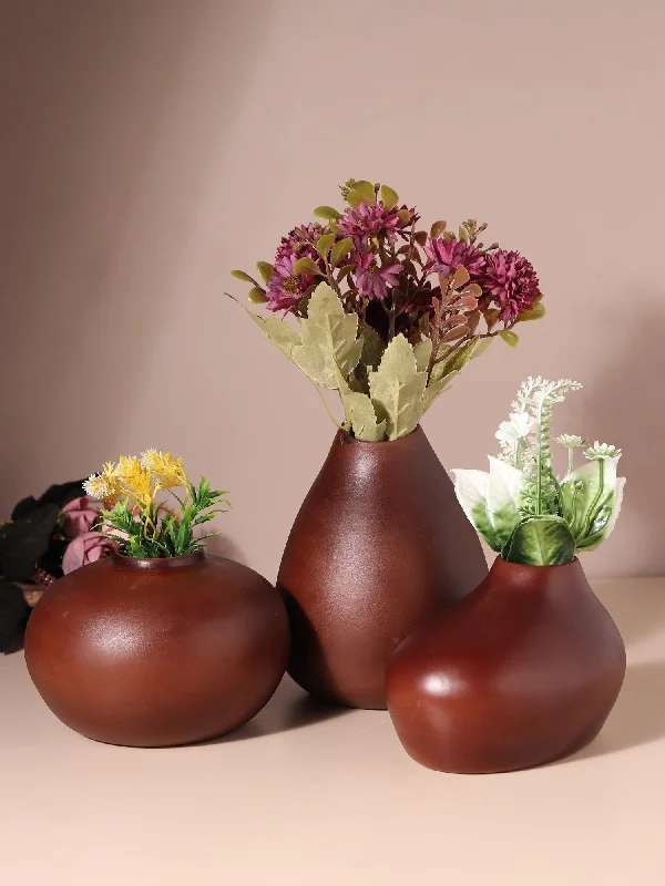 elegant glass flower vase -Varys Trio brown vase set