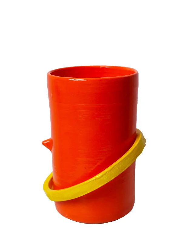 large floor-standing flower vase -Paduang vase - Flame orange & yellow