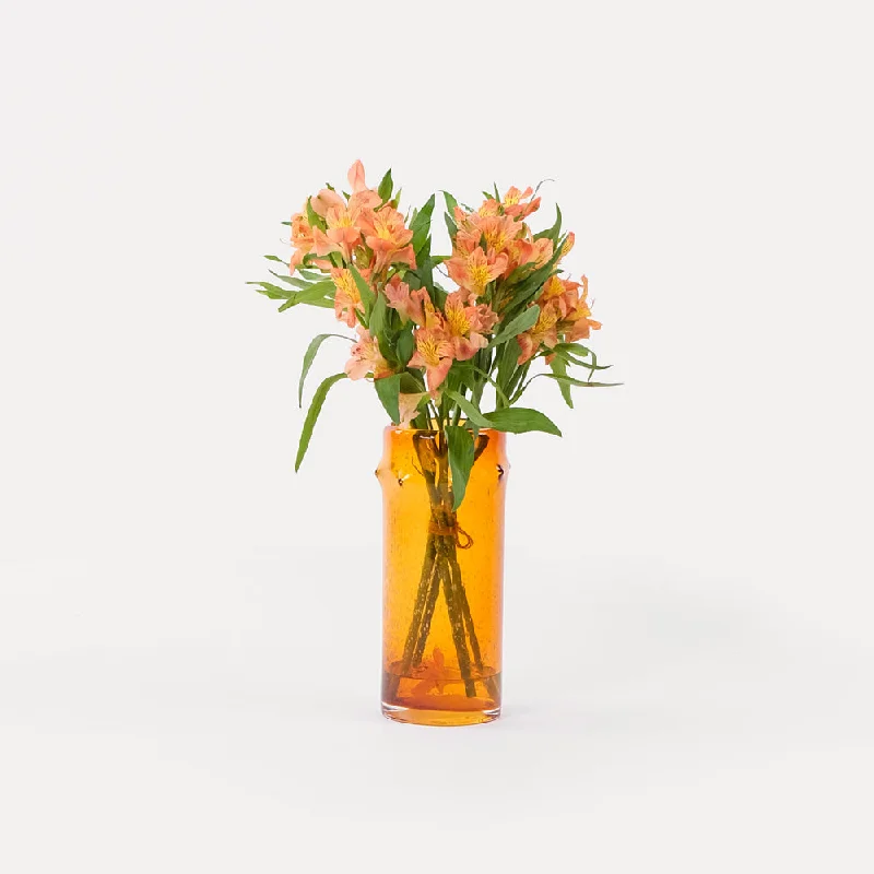 tall crystal decorative flower vase -Orange Alstroemeria In A Vase