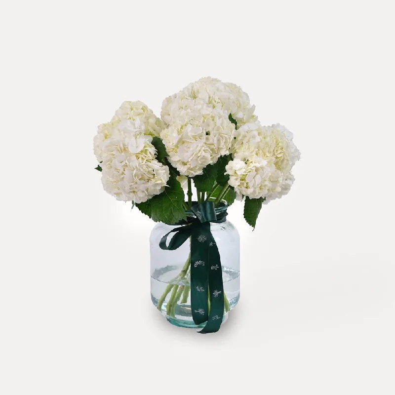 geometric home flower vase -Hydrangea White Vase Arrangement