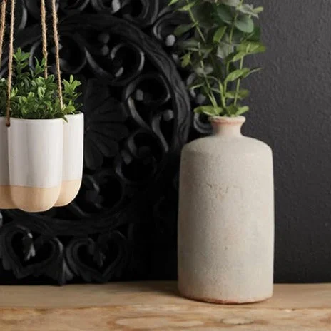 modern black ceramic flower vase -White Terra Cotta Vase