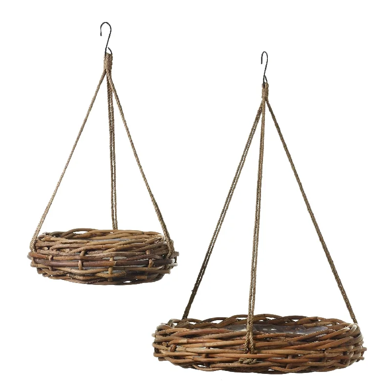 tall decorative crystal vase -Woven Rattan Cabana Hanging Planter Chandelier with Jute Rope - 2 Sizes Available