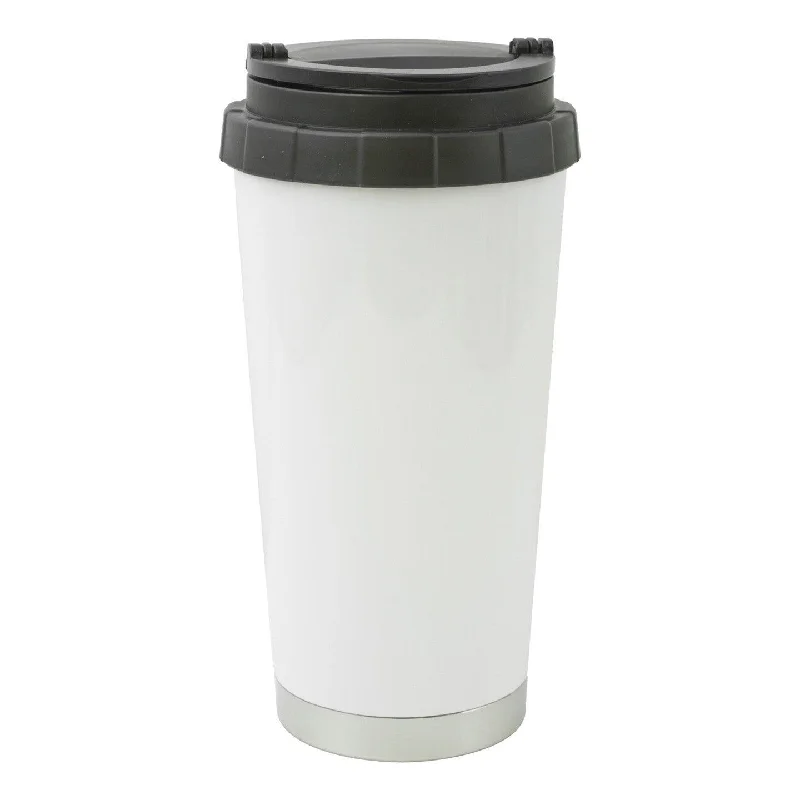 funny coffee cups for work -16 oz Stainless Steel Thermal Travel Mug- White - ORCA