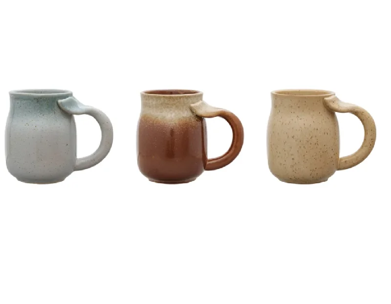 trendy coffee cups -16 oz. Stoneware Mug w/ Whale Tail Handle, 3 Colors (Each One Will Vary)